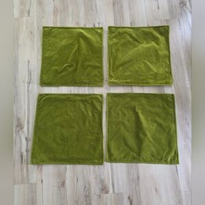 Crate & Barrel Monroe Fern 18"x18" Throw Pillow Cover Velvet Green Set Of 4